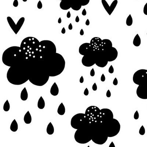 Rainclouds - black on white - mono