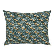 Cute Bear Cub and Bees - dark teal - tiny 