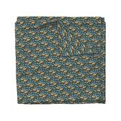 Cute Bear Cub and Bees - dark teal - tiny 