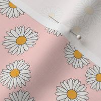 daisy fabric - daisy pattern, dainty fabric, dainty florals, feminine fabric, floral, spring floral - pastel pink