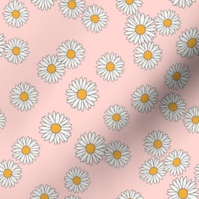 daisy fabric - daisy pattern, dainty fabric, dainty florals, feminine fabric, floral, spring floral - pastel pink