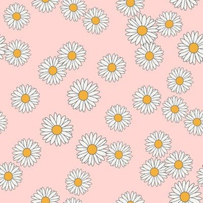 daisy fabric - daisy pattern, dainty fabric, dainty florals, feminine fabric, floral, spring floral - pastel pink