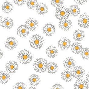 daisy fabric - daisy pattern, dainty fabric, dainty florals, feminine fabric, floral, spring floral - white