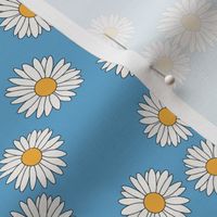 daisy fabric - daisy pattern, dainty fabric, dainty florals, feminine fabric, floral, spring floral - blue