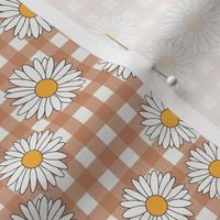 daisy fabric - daisy pattern, dainty fabric, dainty florals, feminine fabric, floral, spring floral - sand