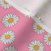 daisy fabric - daisy pattern, dainty fabric, dainty florals, feminine fabric, floral, spring floral - pink