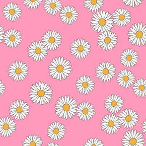 daisy fabric - daisy pattern, dainty fabric, dainty florals, feminine fabric, floral, spring floral - pink