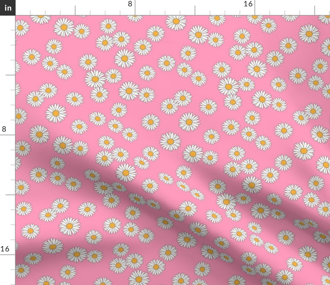 daisy fabric - daisy pattern, dainty fabric, dainty florals, feminine fabric, floral, spring floral - pink