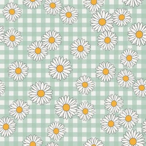 daisy fabric - daisy pattern, dainty fabric, dainty florals, feminine fabric, floral, spring floral - mint