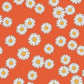 daisy fabric - daisy pattern, dainty fabric, dainty florals, feminine fabric, floral, spring floral - orange