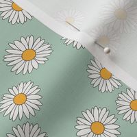daisy fabric - daisy pattern, dainty fabric, dainty florals, feminine fabric, floral, spring floral - sage mint