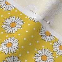 daisy fabric - daisy pattern, dainty fabric, dainty florals, feminine fabric, floral, spring floral - yellow dots