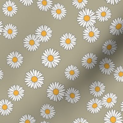 daisy fabric - daisy pattern, dainty fabric, dainty florals, feminine fabric, floral, spring floral - sage