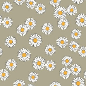 daisy fabric - daisy pattern, dainty fabric, dainty florals, feminine fabric, floral, spring floral - sage