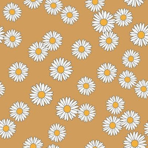 daisy fabric - daisy pattern, dainty fabric, dainty florals, feminine fabric, floral, spring floral - mustard