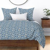 daisy fabric - daisy pattern, dainty fabric, dainty florals, feminine fabric, floral, spring floral - classic blue gingham