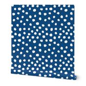 classic blue dots - large dots, painted spots - classic blue 2020, pantone color of the year fabric, classic blue fabric - blue