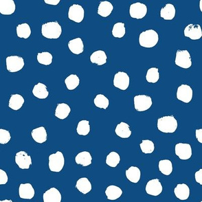 classic blue dots - large dots, painted spots - classic blue 2020, pantone color of the year fabric, classic blue fabric - blue