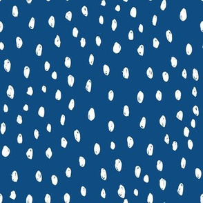 classic blue painted dots fabric - dots fabric, classic blue, baby boy, boy, baby 2020, color of the year - white