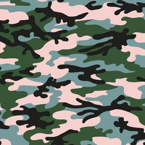 Medium  Scale / Camouflage / Blush Olive Grey Black 