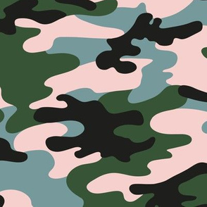 Large Scale / Camouflage / Blush Olive Grey Black 
