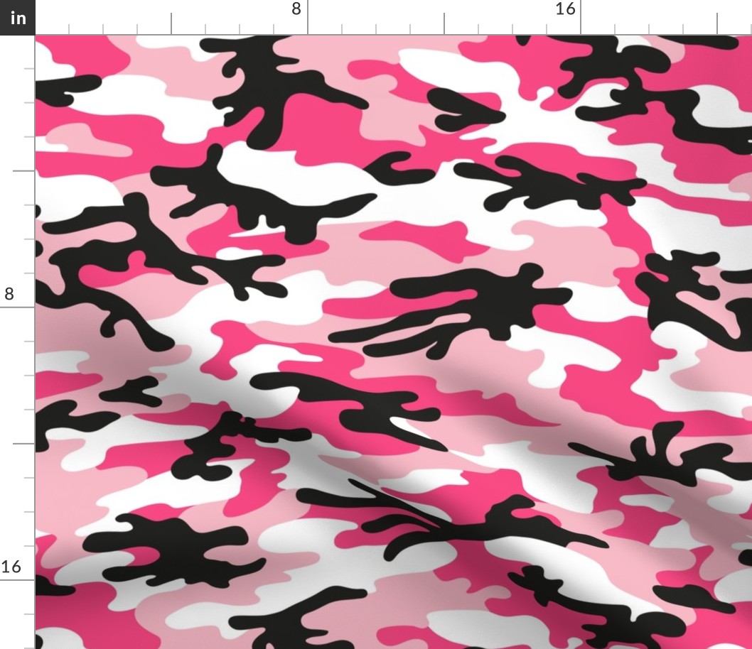 Large Scale / Camouflage / Pink Black White 