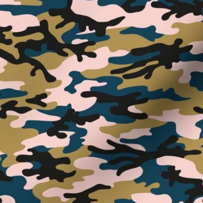 Medium  Scale / Camouflage / Blush Olive Black Petrol Blue