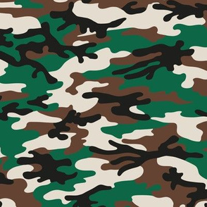 Medium  Scale / Camouflage / Green Maroon Cream Black 