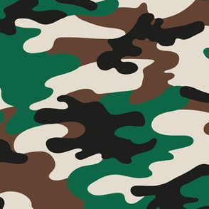 Large Scale / Camouflage / Green Maroon Cream Black 