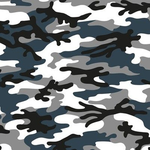 Medium  Scale / Camouflage / Black White Grey Petrol Blue 