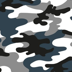 Large Scale / Camouflage / Black White Grey Petrol Blue 