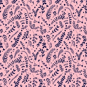 Navy on Pink Botanical