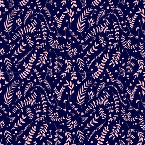 Pink on Navy Botanical