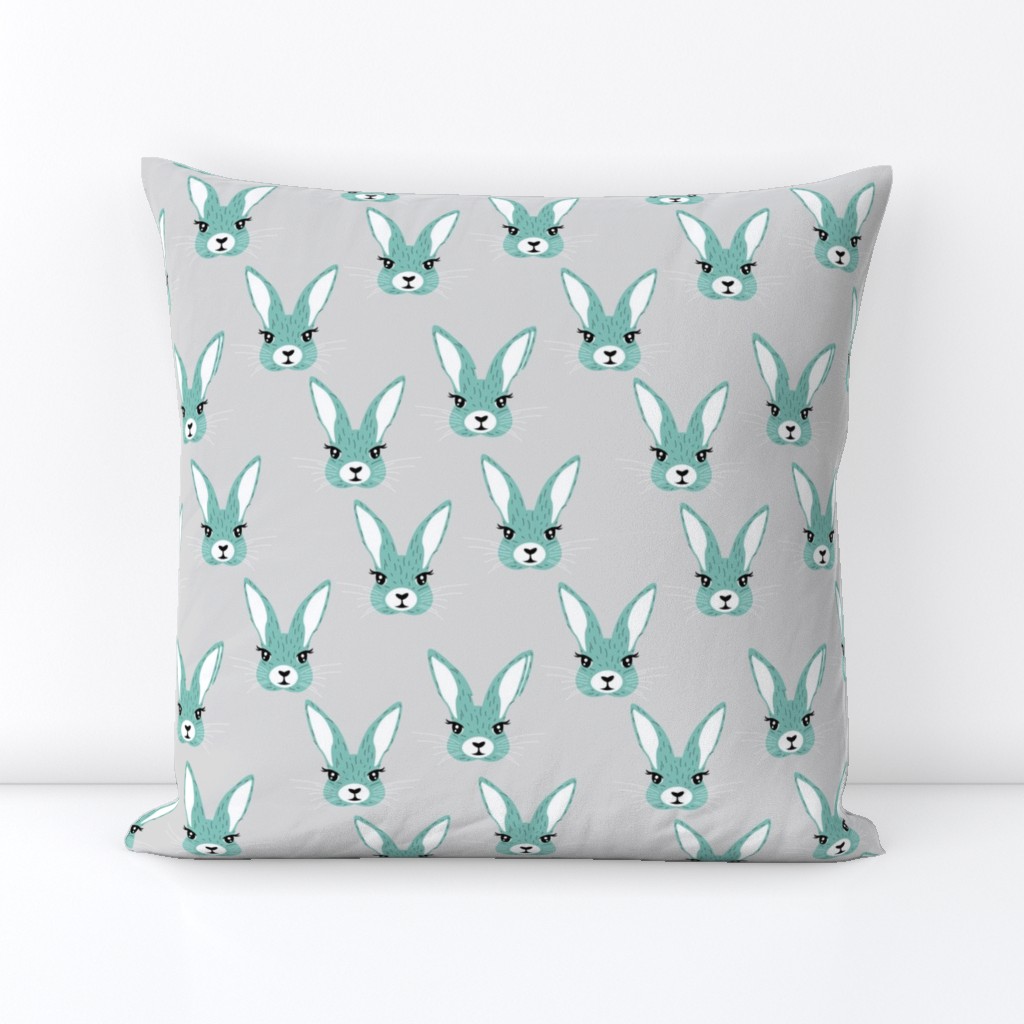 Baby rabbit illustration spring and easter animals hare  bunny design boys blue gray