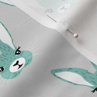 Baby rabbit illustration spring and easter animals hare  bunny design boys blue gray