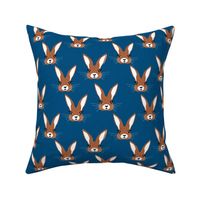 Baby rabbit illustration spring and easter animals hare  bunny design boys classic blue brown