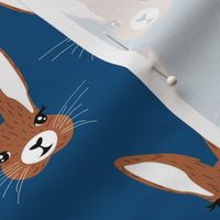 Baby rabbit illustration spring and easter animals hare  bunny design boys classic blue brown