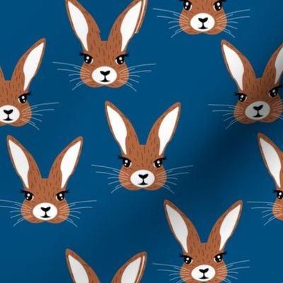 Baby rabbit illustration spring and easter animals hare  bunny design boys classic blue brown