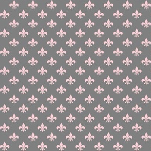 Half Inch Millennial Pink Fleur-de-lis on Medium Gray