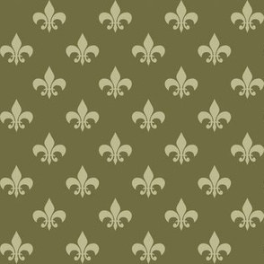 One Inch Back to Nature Green Fleur-de-lis on Dark Back to Nature Green