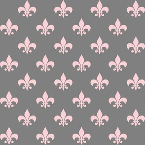 One Inch Millennial Pink Fleur-de-lis on Medium Gray