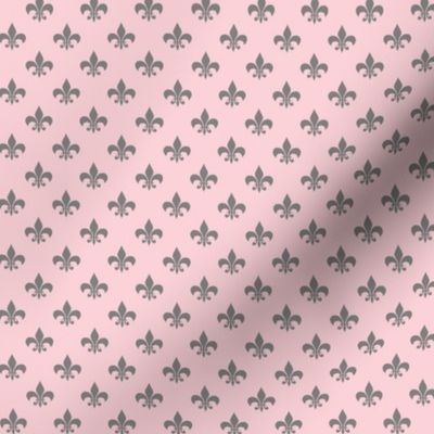 Half Inch Medium Gray Fleur-de-lis on Millennial Pink