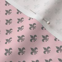 Half Inch Medium Gray Fleur-de-lis on Millennial Pink