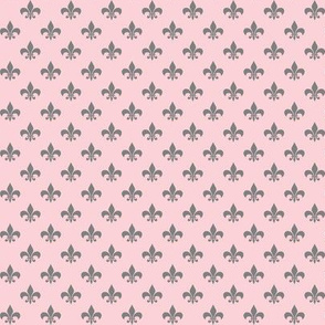 Half Inch Medium Gray Fleur-de-lis on Millennial Pink