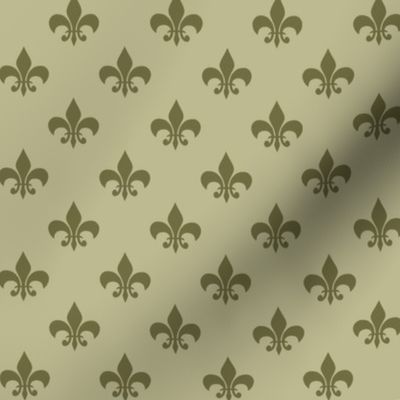 One Inch Dark Back to Nature Green Fleur-de-lis on Back to Nature Green