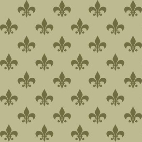 One Inch Dark Back to Nature Green Fleur-de-lis on Back to Nature Green