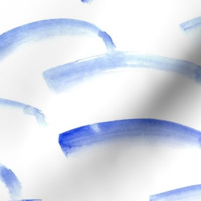 Blue watercolor arch brush strokes ♥ large scale painted minimalistic design for modern home decor, bedding, nursery