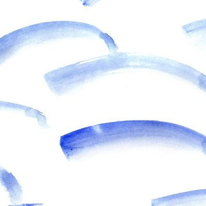 Blue watercolor arch brush strokes ♥ large scale painted minimalistic design for modern home decor, bedding, nursery