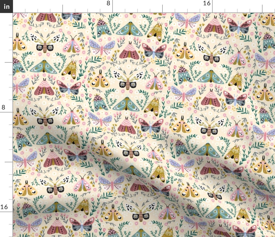 butterflies fabric - spring floral, spring butterflies, easter, baby girl, baby, feminine floral - yellow