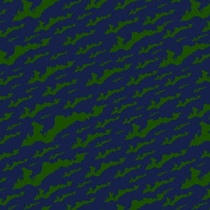 Fishers Island, NY - Silhouette (Forest Green on Navy Blue)